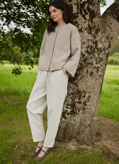Aideen Wool Poncho Jacket in Beige